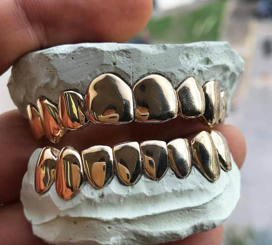 Copy of Gold Grillz Set Plain Jane (8 top and 8 Bottom)
